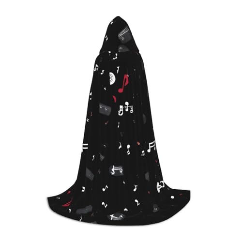 JDbncxe L Halloween Kapuzen Umhang Musikinstrumente Druck - Unisex Kostüm Umhang für Cosplay Comic Ausstellung Karneval Party von JDbncxe