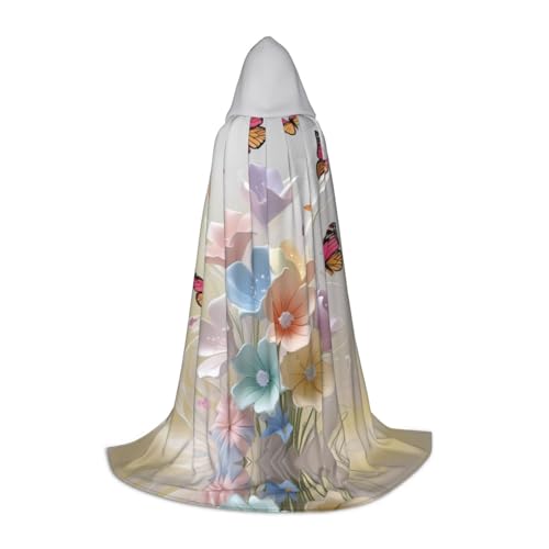 JDbncxe L Halloween Kapuzenumhang Anziehende Blumen und Schmetterlinge Druck - Unisex Kostüm Umhang für Cosplay, Comic Ausstellung, Karneval Party JDbncxe L Halloween Kapuzenumhang Anziehende Blumen und Schmetterlinge Druck - Unisex Kostüm Umhang für Cosplay, Comic Ausstellung, Karneval Party von JDbncxe