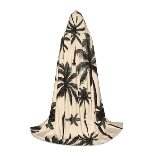 JDbncxe L Halloween Kapuzenumhang Kokosnusshain Druck - Unisex Kostüm Umhang für Cosplay Comic Ausstellung Karneval Party von JDbncxe