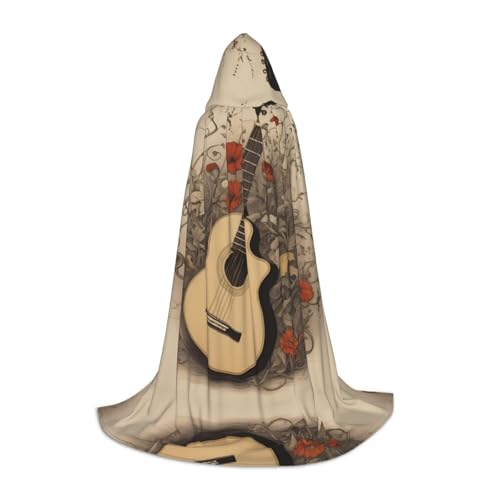 JDbncxe M Halloween Kapuzen Umhang Gitarre im Blumen Druck - Unisex Kostüm Umhang für Cosplay, Comic Ausstellung, Karneval Party JDbncxe M Halloween Kapuzen Umhang Gitarre im Blumen Druck - Unisex Kostüm Umhang für Cosplay, Comic Ausstellung, Karneval Party von JDbncxe