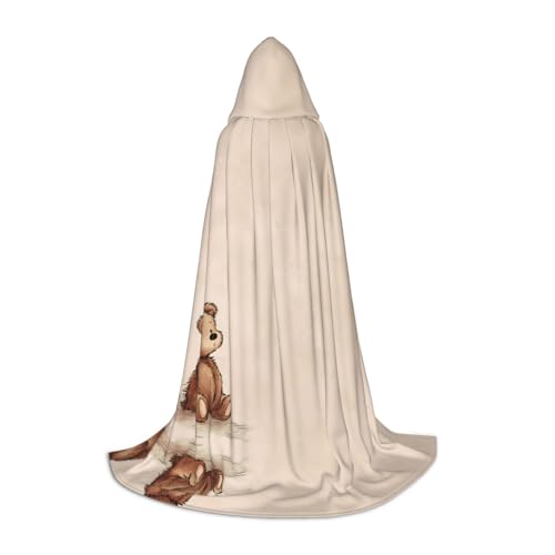 JDbncxe M Halloween Kapuzenumhang Kleiner Bär Druck - Unisex Kostüm Umhang für Cosplay, Comic Ausstellung, Karneval Party von JDbncxe