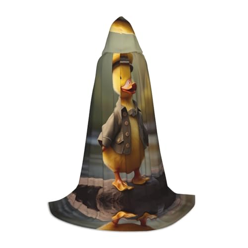 JDbncxe M Halloween Kapuzenumhang Mollige kleine gelbe Ente Druck - Unisex Kostüm Umhang für Cosplay, Comic Ausstellung, Karneval Party von JDbncxe