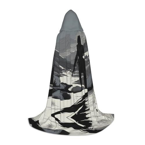 JDbncxe M Halloween Kapuzenumhang Schneejäger Druck - Unisex Kostüm Umhang für Cosplay, Comic Ausstellung, Karneval Party von JDbncxe