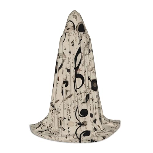 JDbncxe M Halloween Kapuzenumhang Schwarz und Weiß Musiknoten Druck - Unisex Kostüm Umhang für Cosplay, Comic Ausstellung, Karneval Party JDbncxe M Halloween Kapuzenumhang Schwarz und Weiß Musiknoten Druck - Unisex Kostüm Umhang für Cosplay, Comic Ausstellung, Karneval Party von JDbncxe