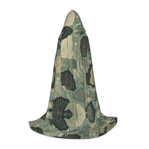 JDbncxe S Halloween Kapuzenumhang Ginkgo Blatt Druck - Unisex Kostüm Umhang für Cosplay Comic Ausstellung Karneval Party von JDbncxe