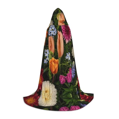 JDbncxe S Halloween-Kapuzenumhang mit buntem Blumendruck, Unisex-Kostüm-Umhang für Cosplay, Comic-Ausstellung, Karnevalsparty JDbncxe S Halloween-Kapuzenumhang mit buntem Blumendruck, Unisex-Kostüm-Umhang für Cosplay, Comic-Ausstellung, Karnevalsparty von JDbncxe