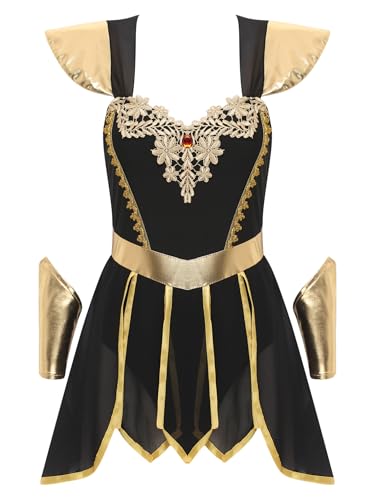 JEATHA Damen Antike Griechisch Römische Kostüm Krigerin Toga Umhang Kleid mit Armbändern Gold Halloween Fasching Karneval Cosplay Verkleidung S-XL Schwarz 3XL JEATHA Damen Antike Griechisch Römische Kostüm Krigerin Toga Umhang Kleid mit Armbändern Gold Halloween Fasching Karneval Cosplay Verkleidung S-XL Schwarz 3XL von JEATHA