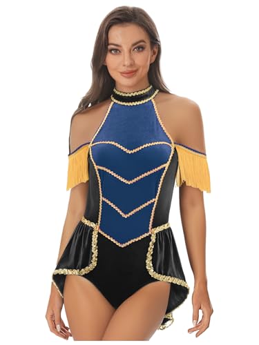 JEATHA Damen Zirkus Kostüme Tanzkleid Samt Bodysuit Jumpsuit mit Fransen Zirkus Dress Up Faschingskostüm Cosplay Karneval Kostüme Blau Schwarz M JEATHA Damen Zirkus Kostüme Tanzkleid Samt Bodysuit Jumpsuit mit Fransen Zirkus Dress Up Faschingskostüm Cosplay Karneval Kostüme Blau Schwarz M von JEATHA
