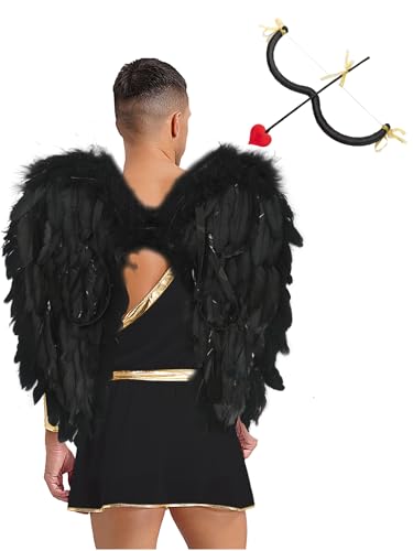 JEATHA Halloween Amor Kostüm Set Herren Amor Herz eine Schulter Kleid Valentinstag Cosplay Weihnachten Karneval Fasching Verkleidung Schwarz M JEATHA Halloween Amor Kostüm Set Herren Amor Herz eine Schulter Kleid Valentinstag Cosplay Weihnachten Karneval Fasching Verkleidung Schwarz M von JEATHA