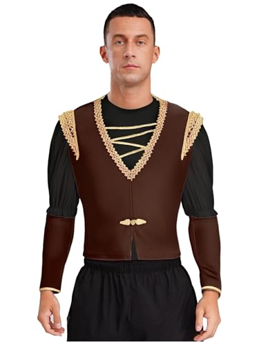 JEATHA Männer Ballett Prinz Tanzkostüm Velvet Unterhemd mit Goldbesatz Weste Mittelalter Tanzauftritt Cosplay Halloween Verkleidung Schwarz Braun M JEATHA Männer Ballett Prinz Tanzkostüm Velvet Unterhemd mit Goldbesatz Weste Mittelalter Tanzauftritt Cosplay Halloween Verkleidung Schwarz Braun M von JEATHA