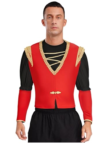 JEATHA Männer Ballett Prinz Tanzkostüm Velvet Unterhemd mit Goldbesatz Weste Mittelalter Tanzauftritt Cosplay Halloween Verkleidung Schwarz Rot XXL JEATHA Männer Ballett Prinz Tanzkostüm Velvet Unterhemd mit Goldbesatz Weste Mittelalter Tanzauftritt Cosplay Halloween Verkleidung Schwarz Rot XXL von JEATHA