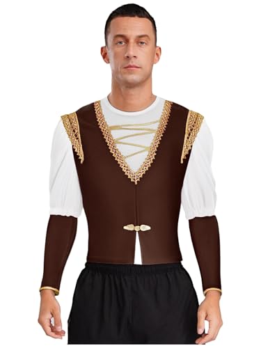 JEATHA Männer Ballett Prinz Tanzkostüm Velvet Unterhemd mit Goldbesatz Weste Mittelalter Tanzauftritt Cosplay Halloween Verkleidung Weiß Braun XXL JEATHA Männer Ballett Prinz Tanzkostüm Velvet Unterhemd mit Goldbesatz Weste Mittelalter Tanzauftritt Cosplay Halloween Verkleidung Weiß Braun XXL von JEATHA