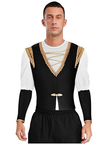 JEATHA Männer Ballett Prinz Tanzkostüm Velvet Unterhemd mit Goldbesatz Weste Mittelalter Tanzauftritt Cosplay Halloween Verkleidung Weiß schwarz XXL JEATHA Männer Ballett Prinz Tanzkostüm Velvet Unterhemd mit Goldbesatz Weste Mittelalter Tanzauftritt Cosplay Halloween Verkleidung Weiß schwarz XXL von JEATHA