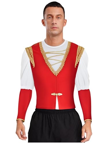 JEATHA Männer Ballett Prinz Tanzkostüm Velvet Unterhemd mit Goldbesatz Weste Mittelalter Tanzauftritt Cosplay Halloween Verkleidung weiß Rot XXL JEATHA Männer Ballett Prinz Tanzkostüm Velvet Unterhemd mit Goldbesatz Weste Mittelalter Tanzauftritt Cosplay Halloween Verkleidung weiß Rot XXL von JEATHA