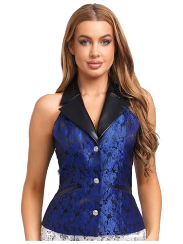 JEATHA Renaissance Weste Damen Retro Jacquard Anzugweste Button-down Mittelalterlich Kleidung Gothic Steampunk Slim-fit Anzugweste Königsblau M JEATHA Renaissance Weste Damen Retro Jacquard Anzugweste Button-down Mittelalterlich Kleidung Gothic Steampunk Slim-fit Anzugweste Königsblau M von JEATHA