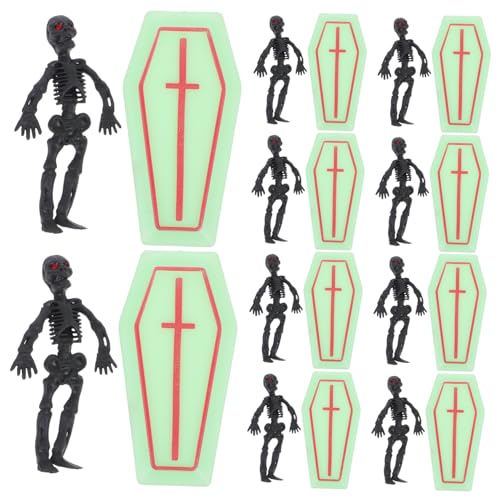 JECOMPRIS 1 Satz Mini Sargbox für Partys Teiliges mit Nachtlichtern und Schwarzen Totenköpfen Vielseitige Dekoration für Halloween und Feiern Robuste Kunststoffkonstruktion für Kreative von JECOMPRIS