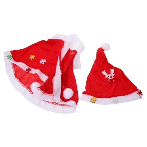 JECOMPRIS 1 Set Weihnachtsumhang: Roter Weihnachtsumhang für Kinder mit Weihnachtsmannmütze, weicher Samt-Kapuzenumhang für die Weihnachtsfeier, warmes Weihnachtsmannkostüm für Bühnenauftritte von JECOMPRIS