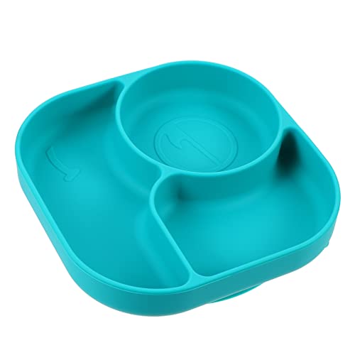 JECOMPRIS 1 Stück Silikon Babyteller mit Saugnapf Unterteilt für Kleinkinder Rutschfestes Geschirr Design für Sicheres Essen und Langlebig für Junge Mädchen und Kleinkinder von JECOMPRIS
