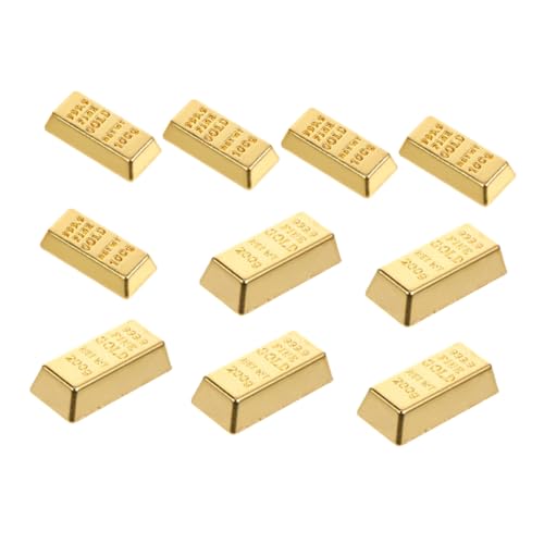 JECOMPRIS 10 Stück Simuliertes BRIC-Modell winzige goldene Ziegel Puppenhaus- -Zubehör goldene Ziegel für Handwerk Movie Request Gold Bars Mini -Simulation Golden Bar Legierung von JECOMPRIS