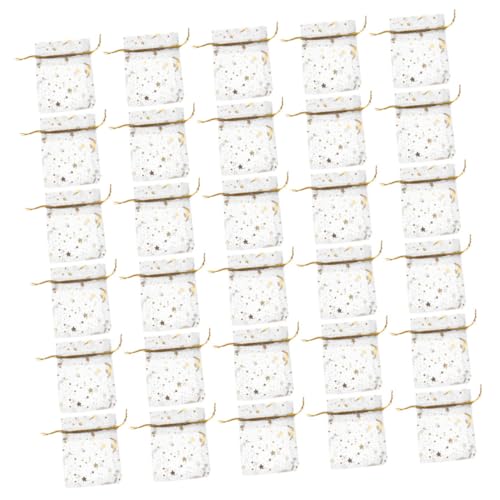 JECOMPRIS 100Stücke Organza Geschenktüten mit Kordelzug Atmungsaktive Meshbeutel mit Stern und Mondmuster für Schmuck und Partys von JECOMPRIS