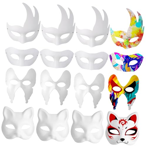 JECOMPRIS 12stücke Blanko Masken Weiße Masken Zum Bemalen Für Maskeraden Karneval Und Kostümpartys Vielseitige Papiermasken Für Kreative Bastelprojekte Universelle Leicht Und Sicher von JECOMPRIS