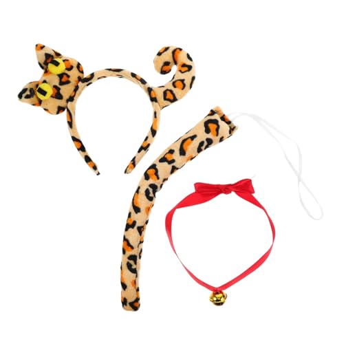 JECOMPRIS 1Satz Cosplay Kostüm Set für Katzenohren Haarreif Katzenschwanz und Glöckchen Zubehör für Halloween Partys und Cosplay Events von JECOMPRIS