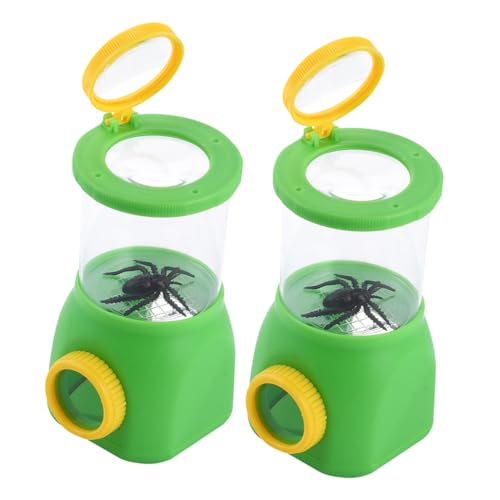 JECOMPRIS 2 Stück Boxen Vergrößerung von Glasbeobachtungskasten im Freien Bausatz Insektenfänger Insektenvergrößerungsbetrachter Insektenfangkästen Linse aus Acryl Green von JECOMPRIS