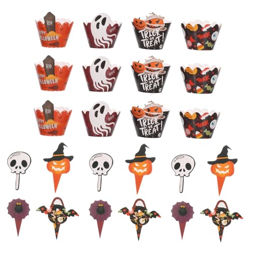 JECOMPRIS 2sätze Halloween-cupcake-förmchen Mit Topper-picks Papier Kürbis Und Totenkopf-muster Für Party-dekorationen Und Backen JECOMPRIS 2sätze Halloween-cupcake-förmchen Mit Topper-picks Papier Kürbis Und Totenkopf-muster Für Party-dekorationen Und Backen von JECOMPRIS