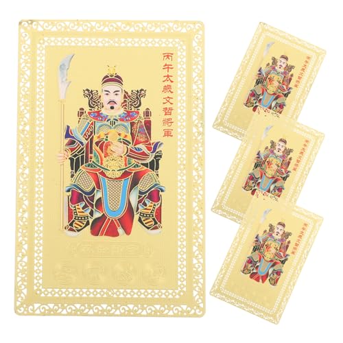JECOMPRIS 4 Stück Teiliges Tai Sui Kupfer-amulett Jahr Des Pferdes Feng Shui Schutzkarte mit Reichtumssymbolen Chinesisches Glücksbringer Reise Geldanziehung und Persönliche Segnung von JECOMPRIS