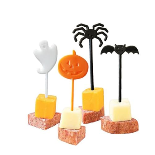 JECOMPRIS 40 Stück Teiliges Halloween Cake Topper aus Stabilem Kunststoff mit Thematischen Obstspießen für Party und Tortendeko für Geburtstagsfeiern Kinderpartys und DIY Kuchenverzierung von JECOMPRIS