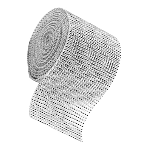 JECOMPRIS Bling Rhinestone Mesh Band Yards Silber für Hochzeitsdekoration Tischdeko Diy Bastelprojekte Glitzernde Kristallborte für Geburtstagsfeiern und von JECOMPRIS