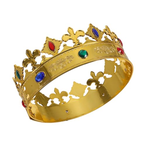 JECOMPRIS Kopfschmuck Kronparty Cosplay -Kostümzubehör Cosplay-Kostüm-Krone Renaissance-Kostümzubehör Cosplay-Krone König Cosplay Krone Mittelalterliche Königskrone Partyzubehör Stoff Golden von JECOMPRIS