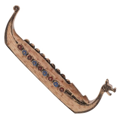 JECOMPRIS Vintage Bootsskulptur aus Kunstharz Detailreiche Schiffsmodell Dekoration für Wohnzimmer und Schreibtisch Langlebig und Lebendig für Sammler und Bootsliebhaber von JECOMPRIS