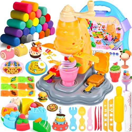 JEDWKFA 56 Stück Knete Set, DIY Knete Eismaschine, Knete Zubehör, Enthalten Eismaschine, Nachtisch, Knete Set Knetwerkzeug für Kinder, Spielzeug Geschenk Mädchen & Junge 2-6 Jahre JEDWKFA 56 Stück Knete Set, DIY Knete Eismaschine, Knete Zubehör, Enthalten Eismaschine, Nachtisch, Knete Set Knetwerkzeug für Kinder, Spielzeug Geschenk Mädchen & Junge 2-6 Jahre von JEDWKFA