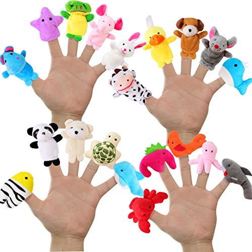 JEFFOUOO 20 Stück Fingerpuppen,Tier Fingerpuppen Set,Finger Plüschtier für Kinder, Fingerpuppe für Fingerpuppen Party Weihnachten Oster und Kinderparty von JEFFOUOO