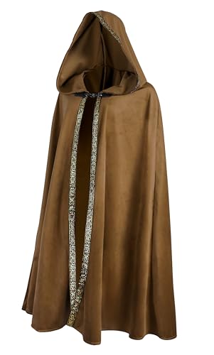 JEGERMIG Brauner Renaissance-Umhang mit Kapuze, Feenkostüm, mittelalterliches Cosplay, Zauberer, Hexenumhang JEGERMIG Brauner Renaissance-Umhang mit Kapuze, Feenkostüm, mittelalterliches Cosplay, Zauberer, Hexenumhang von JEGERMIG