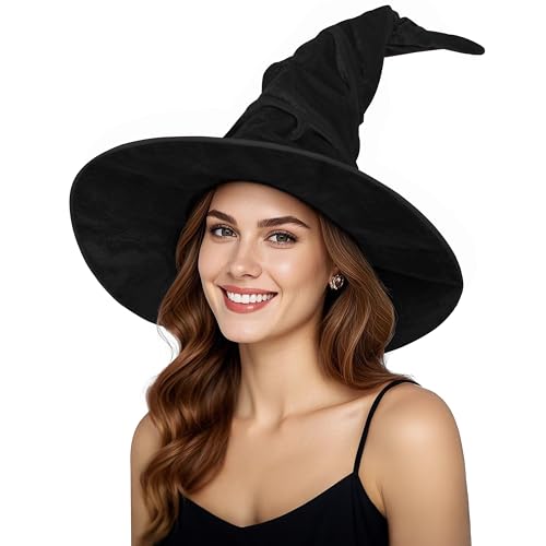 JEGERMIG Halloween-Hexenhut für Damen, braun, gerüscht, breite Krempe, glitzerndes Muster, Maskerade, Party-Kostüm-Zubehör, Braun, Einheitsgröße JEGERMIG Halloween-Hexenhut für Damen, braun, gerüscht, breite Krempe, glitzerndes Muster, Maskerade, Party-Kostüm-Zubehör, Braun, Einheitsgröße von JEGERMIG