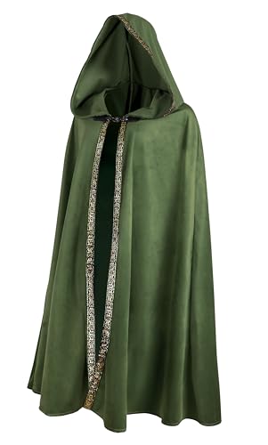 JEGERMIG Renaissance Kapuzenumhang Feenkostüm Mittelalter Cosplay Zauberer Hexenumhang, Grün , one-size von JEGERMIG