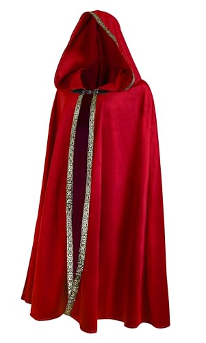 JEGERMIG Renaissance Kapuzenumhang Feenkostüm Mittelalter Cosplay Zauberer Hexenumhang, Rot-2, one-size JEGERMIG Renaissance Kapuzenumhang Feenkostüm Mittelalter Cosplay Zauberer Hexenumhang, Rot-2, one-size von JEGERMIG
