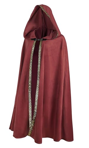 JEGERMIG Roter Renaissance-Umhang mit Kapuze, Feenkostüm, mittelalterliches Cosplay, Zauberer, Hexenumhang JEGERMIG Roter Renaissance-Umhang mit Kapuze, Feenkostüm, mittelalterliches Cosplay, Zauberer, Hexenumhang von JEGERMIG
