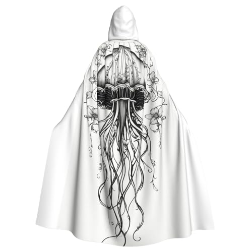Hexen-Zauberer-Kapuzenumhang mit Quallen-Muster, Erwachsenen-Halloween-Partyumhang, für Hexe, Vampir, Cosplay-Kostüm von JEJEA