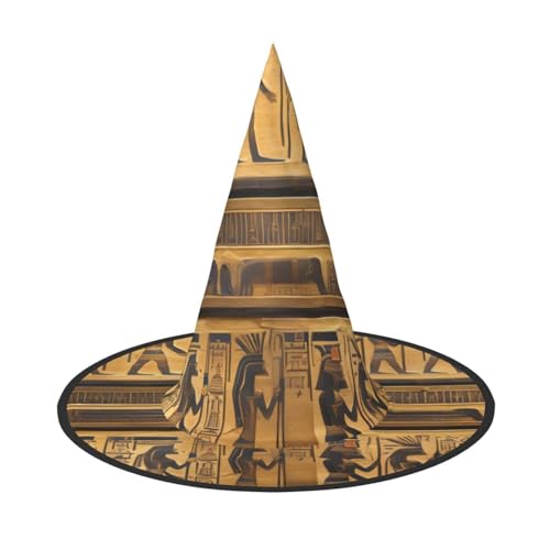 JEJEA Ägypten Hieroglyphen Druck Damen Großer Hexenhut Hexenhut Hexenhut Hexenhüte Halloween Cosplay Party Zubehör von JEJEA