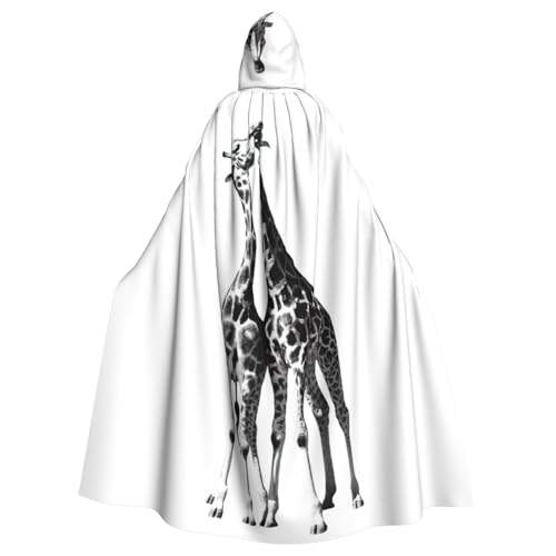 JEJEA Afrikanische Giraffe Druck Hexe Zauberer Kapuzenumhang Erwachsene Halloween Party Umhang für Hexe Vampir Cosplay Kostüm von JEJEA