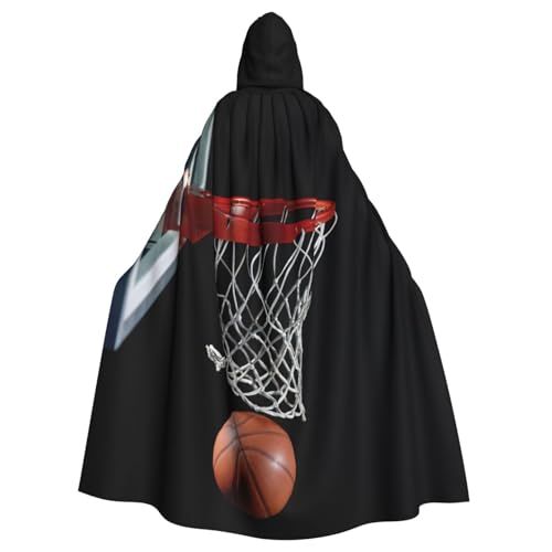 JEJEA Basketball-Druck, Hexen-Zauberer, Kapuzenumhang, Erwachsenen-Halloween-Partyumhang, für Hexe, Vampir, Cosplay-Kostüm von JEJEA