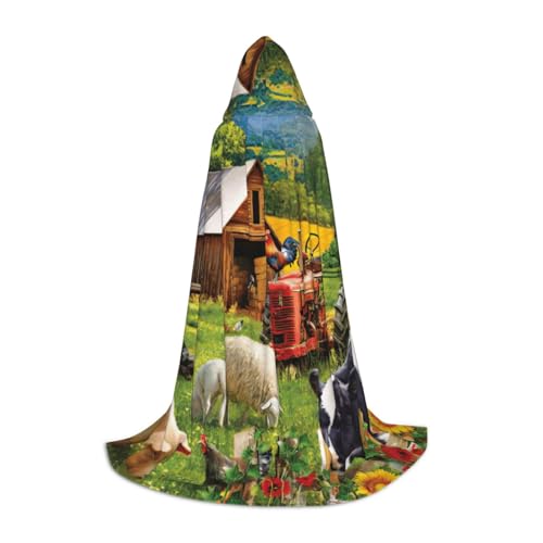 JEJEA Bauernhoftier-Druck, Halloween, Cosplay, Weihnachten, Party, Outfits, Zauberer-Robe, Halloween, Umhang, Mittelalter-Renaissance JEJEA Bauernhoftier-Druck, Halloween, Cosplay, Weihnachten, Party, Outfits, Zauberer-Robe, Halloween, Umhang, Mittelalter-Renaissance von JEJEA
