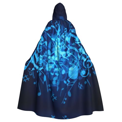 JEJEA Blauer Uni-Kapuzenumhang mit Musiknoten-Druck, Renaissance-Umhang, langer Umhang für Halloween, Cosplay-Kostüme JEJEA Blauer Uni-Kapuzenumhang mit Musiknoten-Druck, Renaissance-Umhang, langer Umhang für Halloween, Cosplay-Kostüme von JEJEA