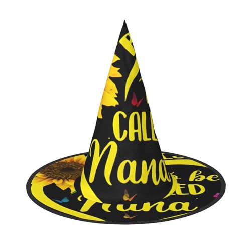 JEJEA Blessed To Be Called Nana, Sonnenblumen-Druck, großer Hexenhut, Hexenhut, Hexenhut, Halloween, Cosplay, Party-Zubehör von JEJEA