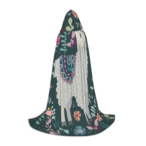 JEJEA Blumen-Alpaka-Druck, Halloween, Cosplay, Weihnachten, Party, Outfits, Zauberer-Robe, Halloween, Umhang, Mittelalter-Renaissance von JEJEA