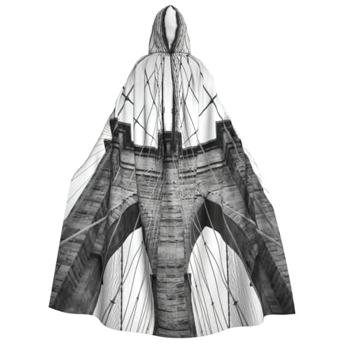 JEJEA Brooklyn Bridge-Druck, Halloween-Kapuzenumhang, Unisex, für Cosplay, Weihnachten, Party, Gastgeschenke, Hexen-Outfits von JEJEA