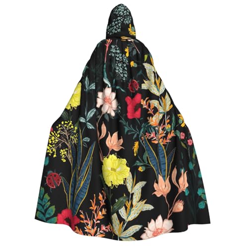 JEJEA Bunter Boho-Blumendruck, Halloween-Kapuzenumhang, Unisex, für Cosplay, Weihnachten, Party, Gastgeschenke, Hexen-Outfits von JEJEA